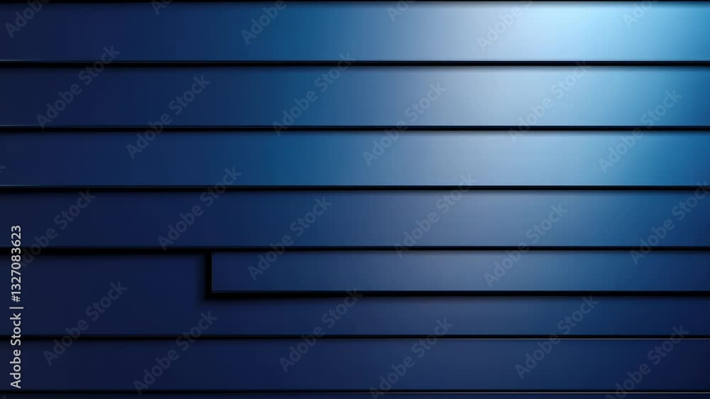 Poster abstract geometric background featuring horizontal and angled lines of dark blue, metallic material 