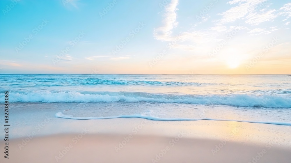 Aufkleber stunning sunset over the ocean creating a serene atmosphere with soft waves and pastel colors in the