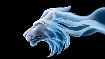 Fototapeta premium Powerful Blue Smoke Silhouette of a Lion's Head
