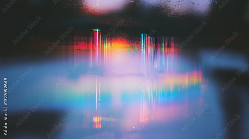 Poster abstract reflection with colorful vertical lines and a dreamy atmosphere