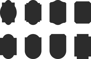 Vintage label collection with ornate frames and elegant silhouettes. Decorative badge shapes for product packaging, branding and logo design. Vector templates set with blank, empty space