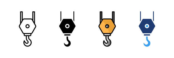 Crane Hook  Icon Set Multiple Style Collection