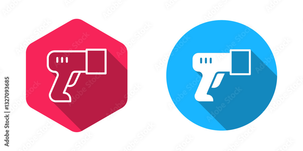 Poster filled and outline scanner scanning bar code icon isolated with long shadow background. barcode labe