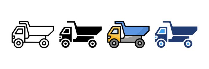 Dump Truck  Icon Set Multiple Style Collection