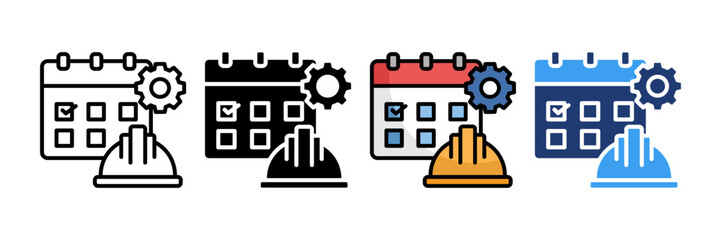 Construction Timer  Icon Set Multiple Style Collection