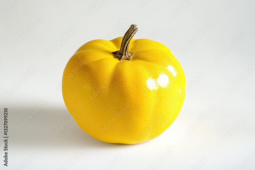 Poster ripe yellow dumpling squash on white backdrop casting soft shadow vibrant and inviting fresh healthy