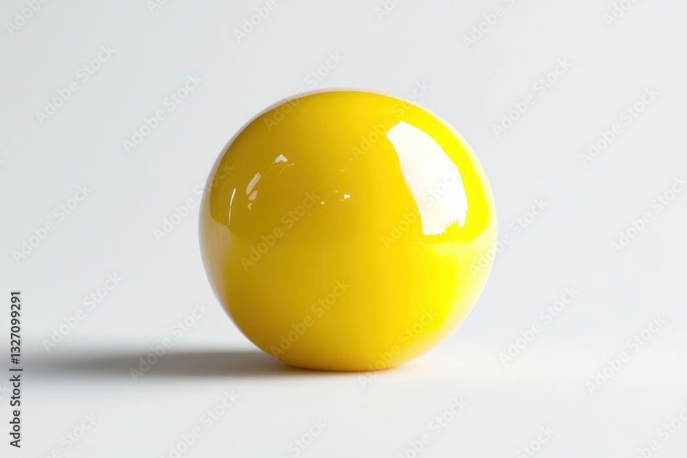 Poster gleaming yellow sphere isolated on plain white background in studio photography style abstract vibra