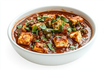 Fototapeta premium Delicious paneer butter masala in a bowl indian cuisine with creamy tomato sauce and spices