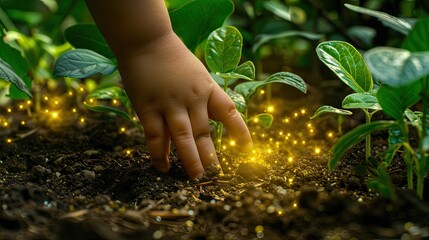 Fototapeta premium an enchanted seed that glows with golden light