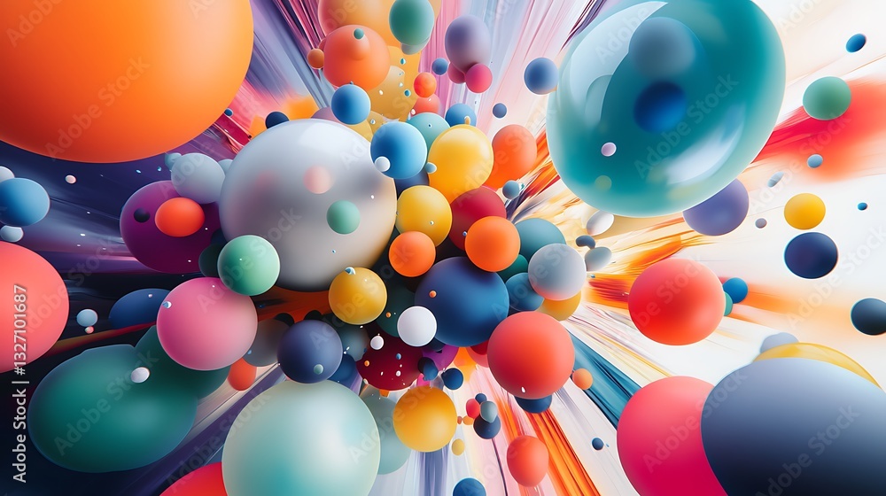 Aufkleber colorful spheres and abstract lines create an energetic visual display