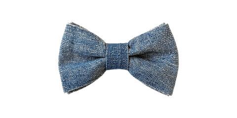 Denim Bow Tie . Fashion Accessory For Casual And Formal Wear Isolated On Transparent Background