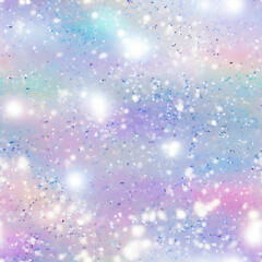 Holographic iridescent rainbow color glitter shiny seamless pattern textured background design 