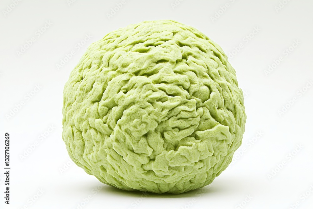 Aufkleber light green round object with wrinkled surface texture on neutral background minimalist studio shot