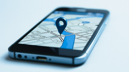 Navigating the Digital Frontier: A modern smartphone displays a detailed map with a prominent location pin, charting a digital course through the complexities of modern connectivity and travel.