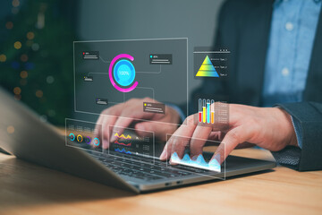 Analysis of data performance through KPIs by an analyst in a professional setting, showcasing insights and metrics for better decision-making.