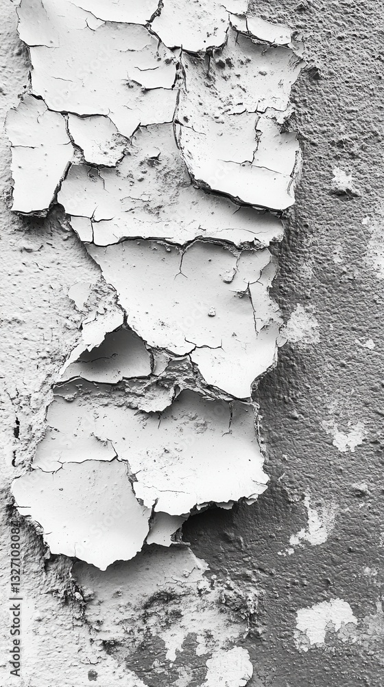Poster monochrome wall with peeling paint creating a textured surface showcasing decay and age in a captiva