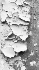 Obraz premium Monochrome wall with peeling paint creating a textured surface showcasing decay and age in a captivating abstract composition revealing intricate patterns
