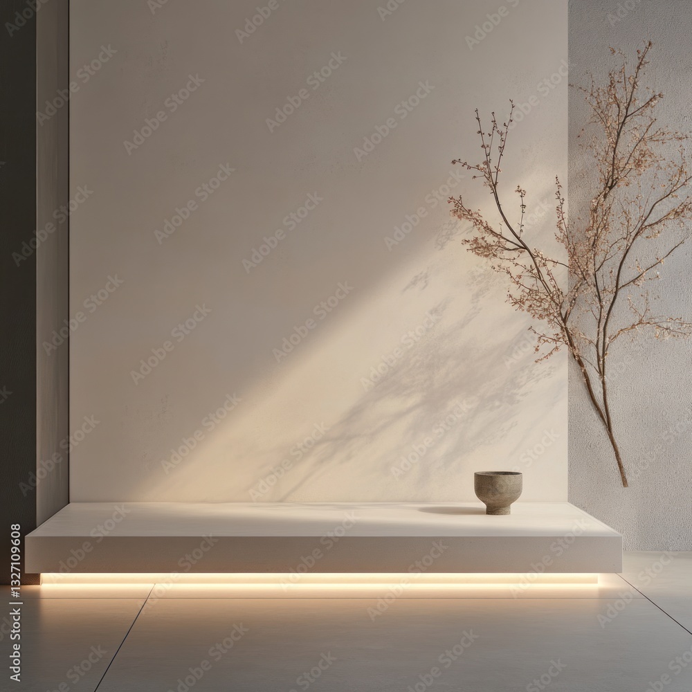 Aufkleber calm display of a flower arrangement in an elegant home interior with soft lighting on platform