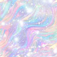 Holographic iridescent rainbow color glitter shiny seamless pattern textured background design 