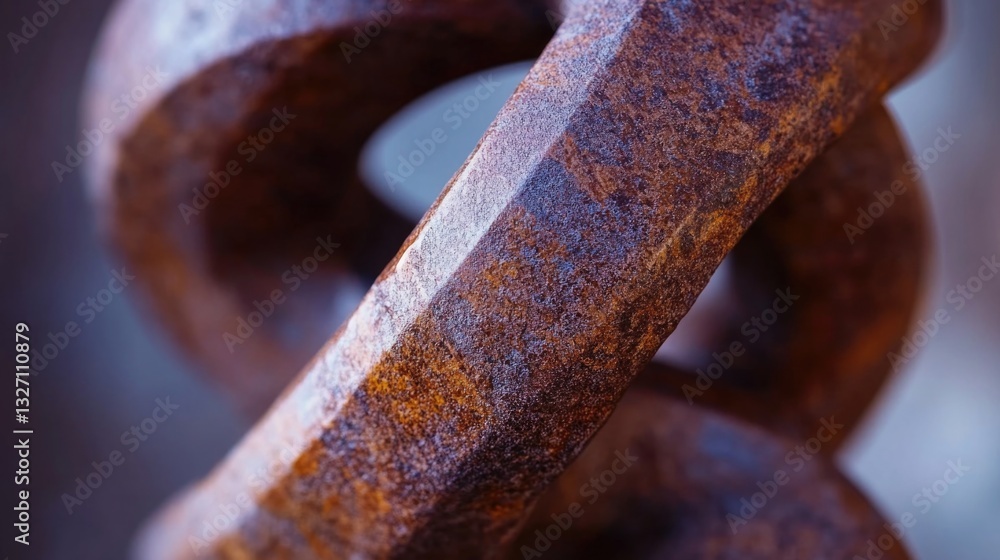 Poster a close-up view of a rusted metal chain, often used for decoration or as a symbol of connection