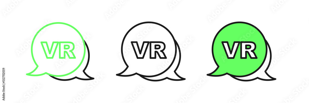 Poster set line virtual reality icon isolated on white background. futuristic vr head-up display design. ve