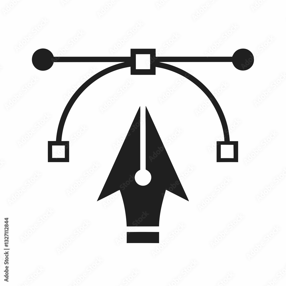 Poster minimalist vector pen tool and cursor.