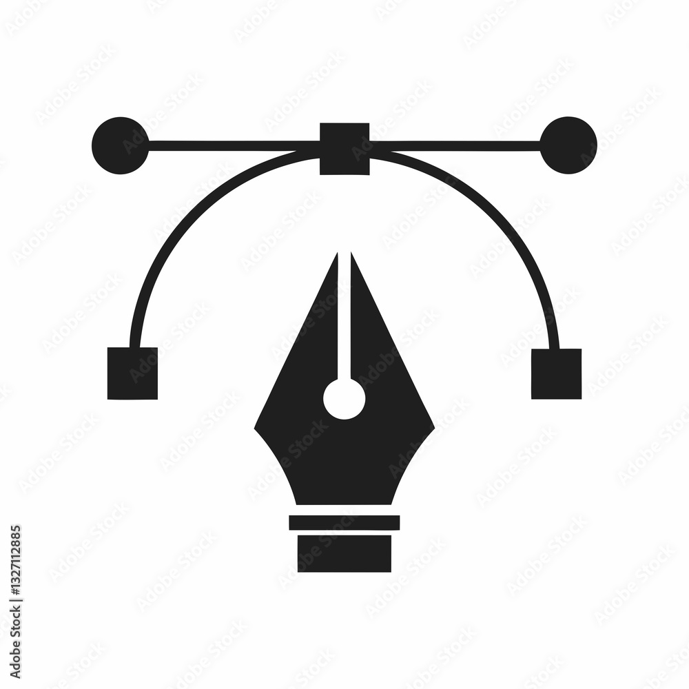 Poster minimalist vector pen tool and cursor.
