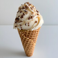 Creamy vanilla ice cream cone with chocolate, studio shot, dessert menu
