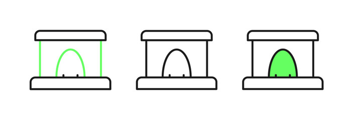 Set line Railway tunnel icon isolated on white background. Railroad tunnel. Vector