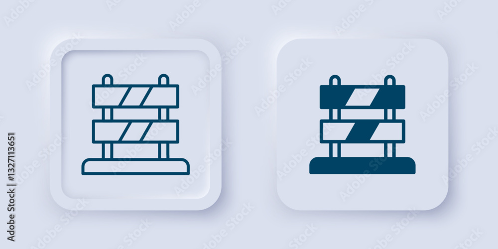 Poster filled and outline end of railway tracks icon isolated on grey background. stop sign. railroad buffe