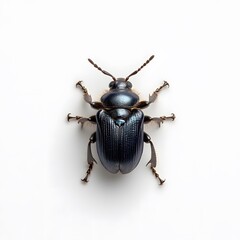 Dark beetle insect studio shot white background macro