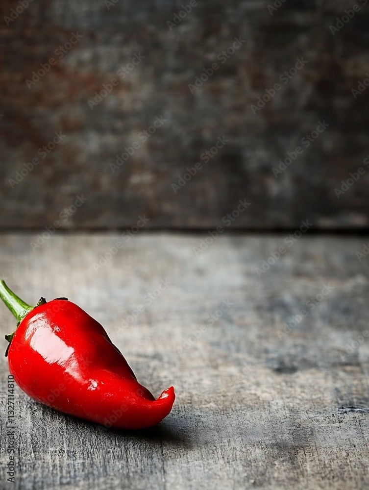 Aufkleber vibrant red chili pepper resting on a rustic wooden surface bringing flavor to the table : generativ