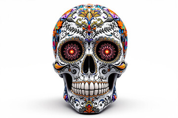 Colorful sculpture Skull &ndash; 3D Illustration Inspired by D&iacute;a de los Muertos