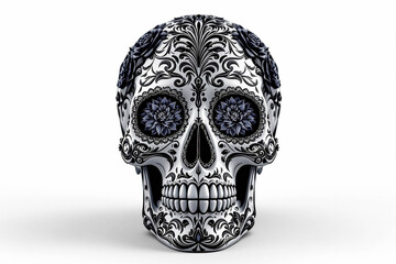 Colorful sculpture Skull &ndash; 3D Illustration Inspired by D&iacute;a de los Muertos