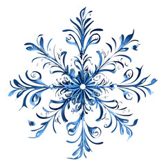 a stylized snowflake illustration with intricate floral details and symmetry isolated on transparent background, cut out, PNG 3D Digital Art.