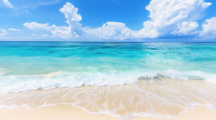 Obraz premium watercolor painting of ocean an a beach