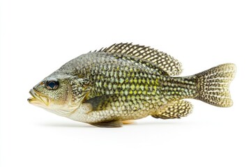 Naklejka premium Crappie Fish Profile on White Background. Freshwater Species Color Image