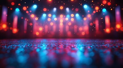 Vibrant Lights and Bokeh on a Dance Stage. Generative AI