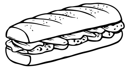 black illustration sandwich or burger no background