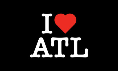 I Love ATL Atlanta Georgia Red Heart Lettering T-Shirt Sweatshirt Digital Lettering Vector Design	
