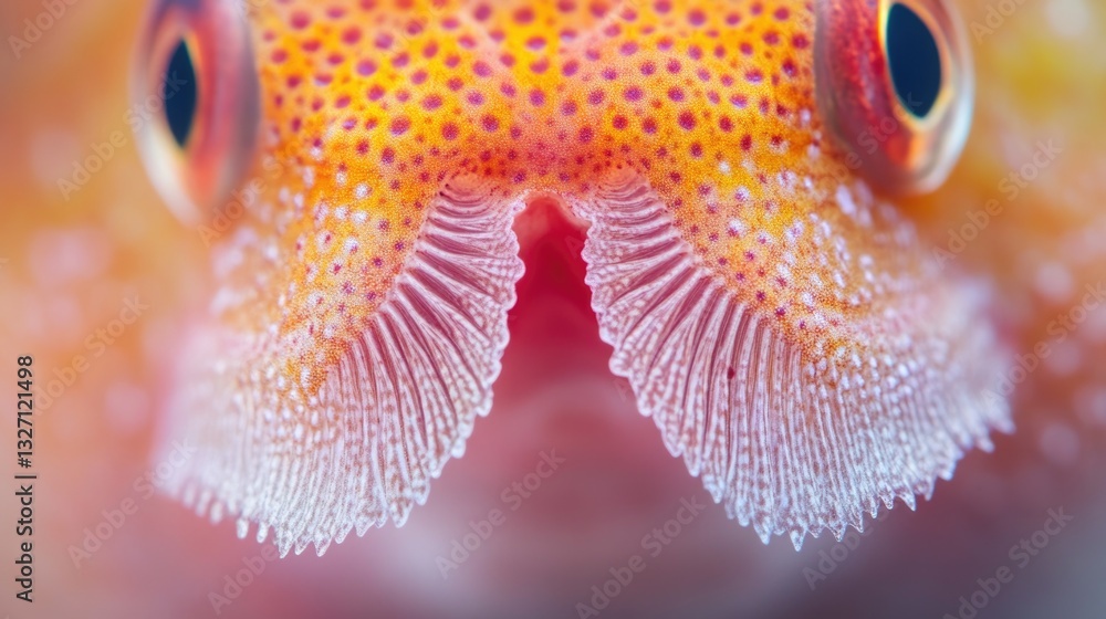 Poster close-up view of a fish's mouth with teeth and gills visible