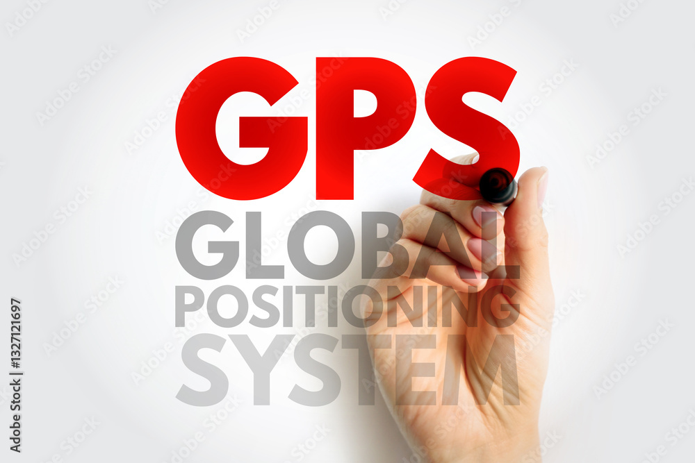 Poster gps global positioning system - global navigation satellite system that provides geolocation and tim