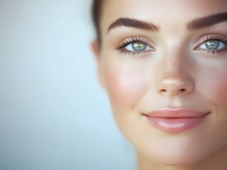 Obraz premium Portrait of a person with clear skin, highlighting the benefits of a new skincare regimen