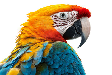 Colorful macaw perched with vibrant feathers on display