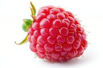 Appetizing Raspberry Delight Captivating Close Up View on a Pure White Background Food Photography