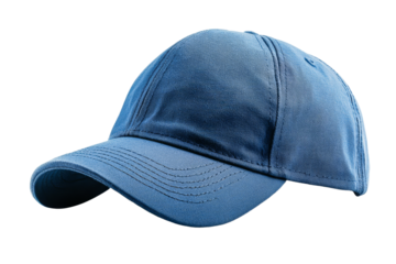 Blue baseball cap with curved brim and structured design