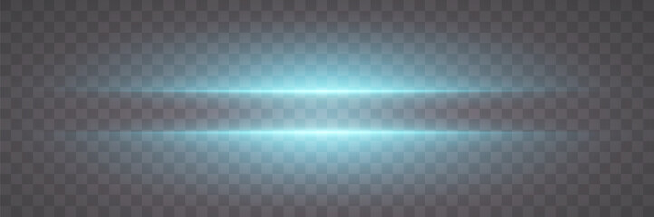 Glowing neon lines. Blue horizontal highlights and lines of light.Vector illustration.