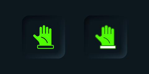 Green Beekeeper glove icon isolated on black background. Black square button. Vector
