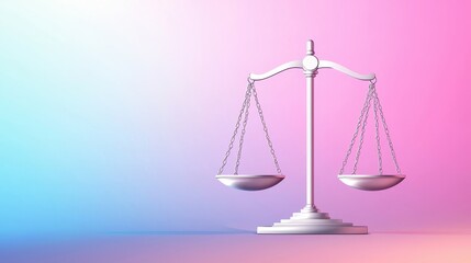 A minimalist illustration of the Libra zodiac sign, with balanced scales symbolizing harmony and fairness against a soft pastel background.