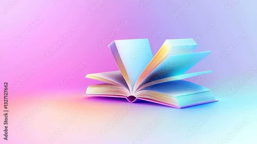 Poster a minimalistic book icon with an open page design, set against a soft background to represent knowle